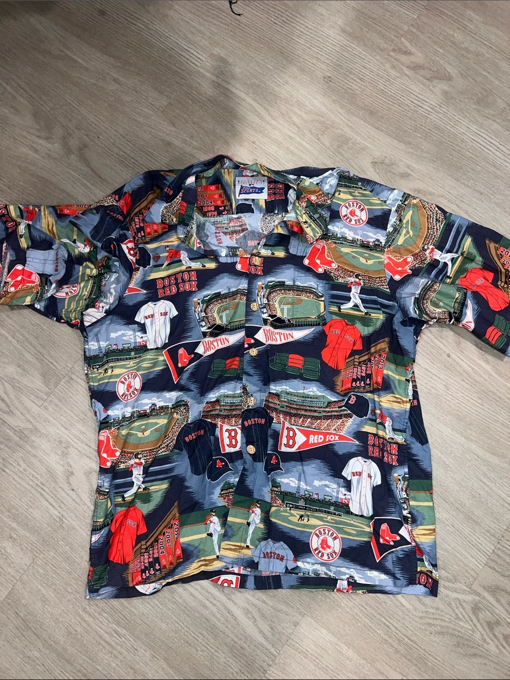 Reyn Spooner Boston Red Sox Baseball Graphic Button-Up Cotton Shirt